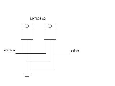 dos 2 LM7805 en paralelo, me da los 4.92 V, osea 5V, tan fácil como eso....