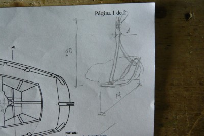 Para hacer el ancla también hago un croquis con las medidas principales. En Gallego este tipo de ancla se llama poutada.