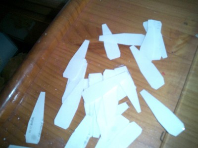 Palas de los remos con papel plastificado