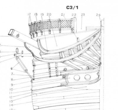 Proa del USS Constitution.