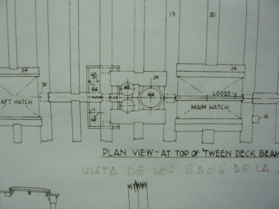 Plano de la fogonadura del palo mayor.