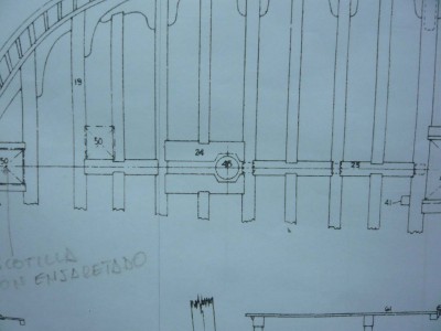 Plano de la fogonadura del palo de mesana.