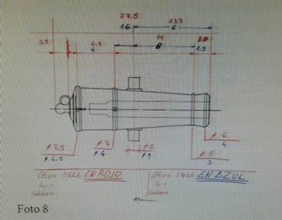 MEDIDAS DE LOS OBUSES DE A 36Lb y 24Lb.