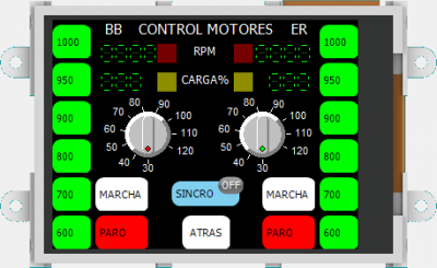 Pantalla de control de motores.