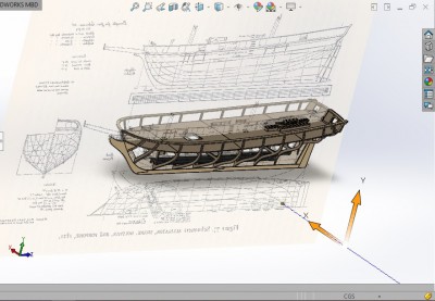 El modelo 3D lo hago con Solidworks, empezando con la superficie y agregando las estructuras (cuadernas, refuerzos, etc. etc)