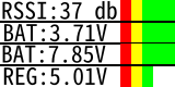RSSI: Potencia de la señal. BAT y CTL igual que en el principal. REG: Voltaje de salida del regulador de voltaje.