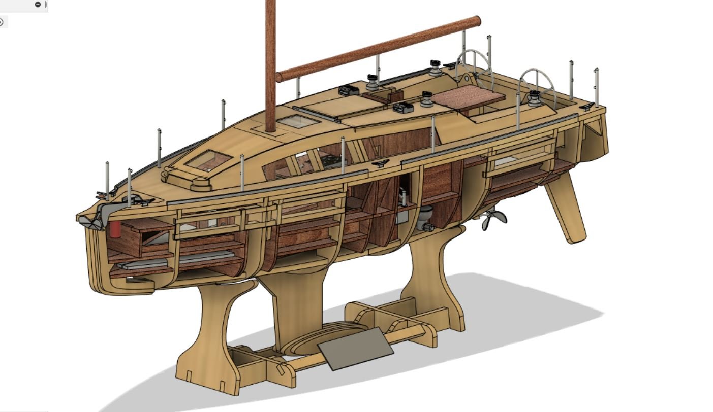 Velero moderno 9 m, esc 1/15 (newmodelships)