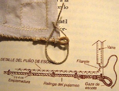Salida del filarete. Tiene la misión de cerrar la vela haciéndola menos plana. Para vientos portante.