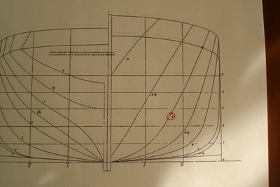 Marcamos la que vamos ha hacer, en este caso la nueve, y marcamos su punto de interseción con la línea de la cubierta