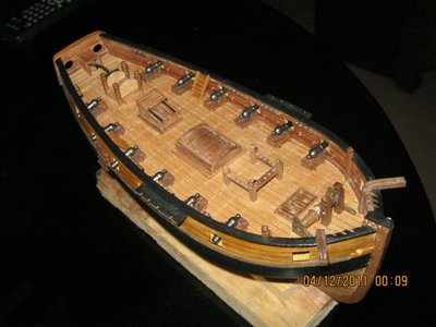 otro cambio es la caja de la caña del timón, en el kit viene una plataforma de babor a estribor en esta parte de la cubierta, las carronadas solo estan presentadas