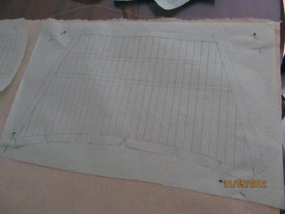 Se reparten los moldes en la tela lo mejor posible para no desperdiciar tela