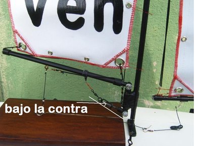 apretar mas el tornillo para bajar la botavara de la mayor, esa es la contra...