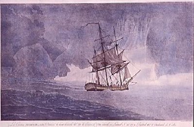 La corbeta Atrevida en la noche del 28 de enero de 1794